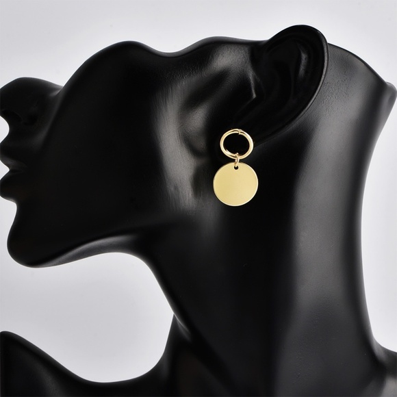 **MESSIAH* Gold Simple Round Style Fashion Earrings - Picture 7 of 7
